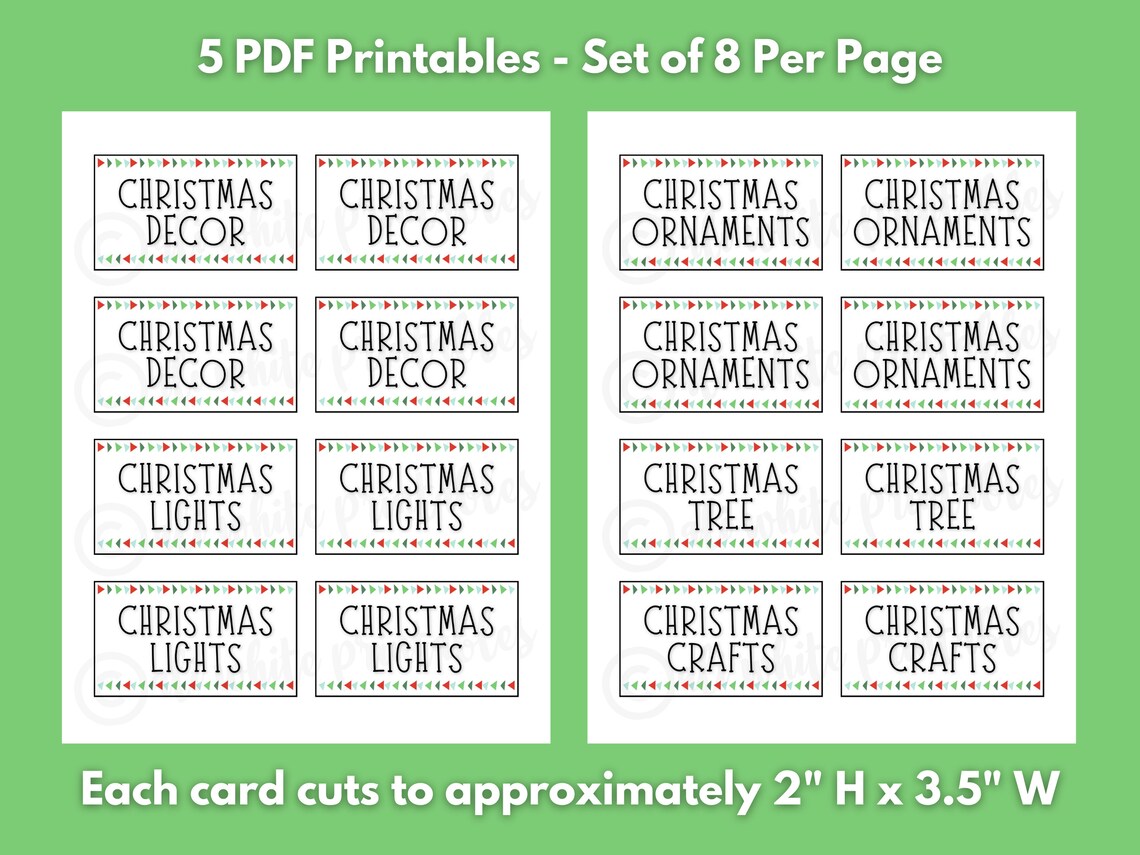 Printable Christmas Holiday Storage Labels Tags Instant Download PDF
