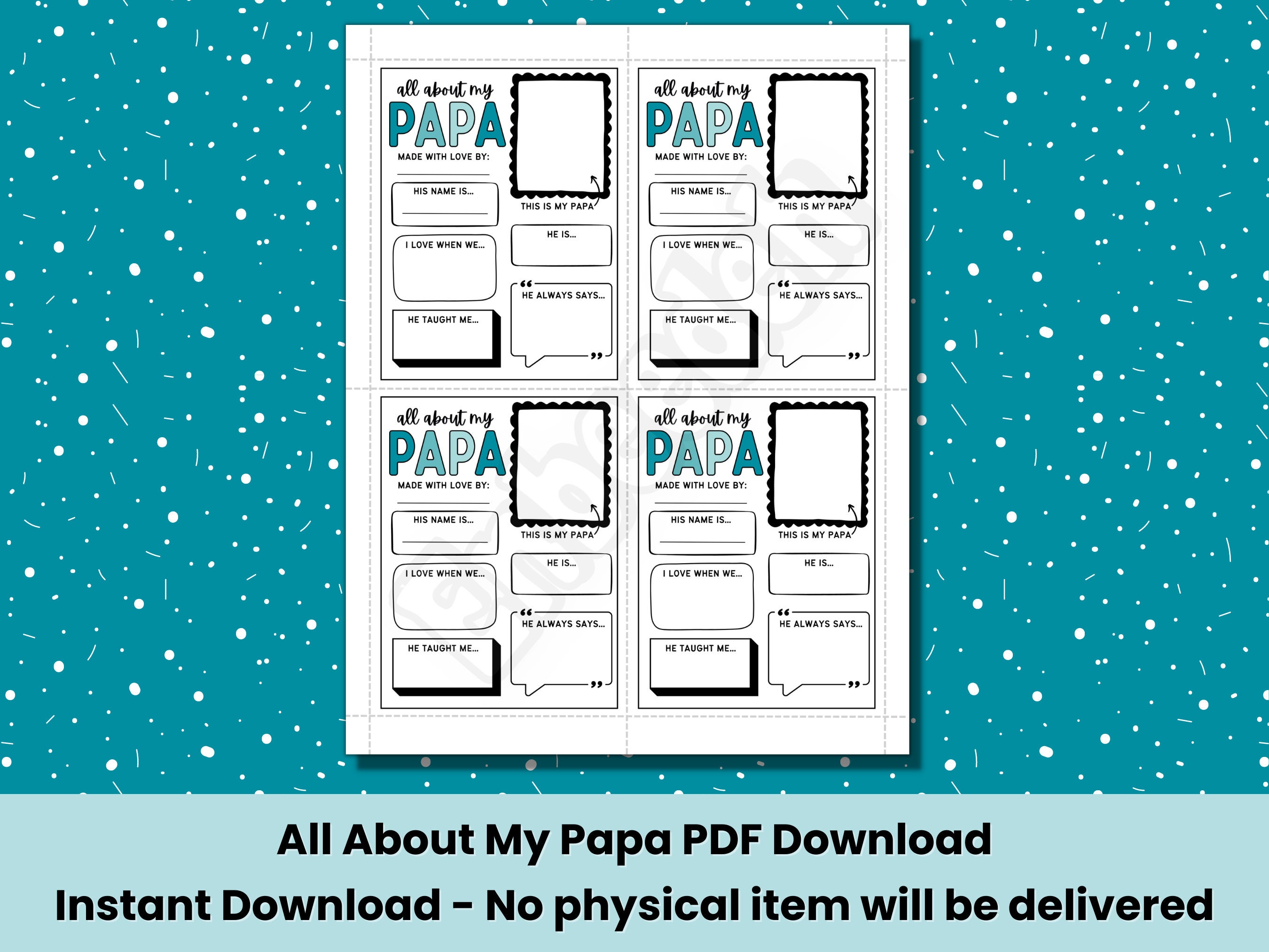 All About My Papa Printable Fathers - Il Fullxfull.4916160856 T9aa 