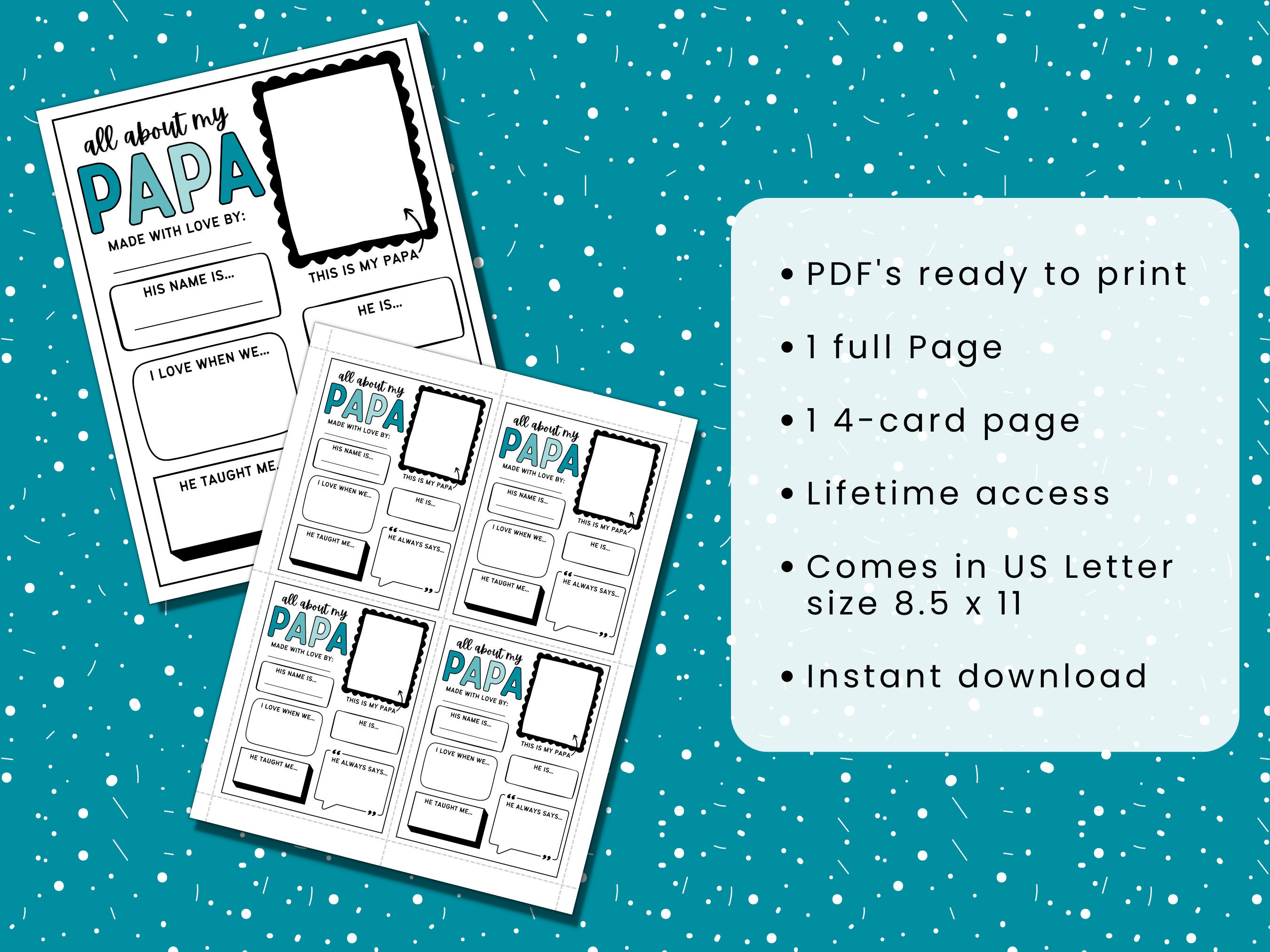 All About My Papa Printable Fathers - Il Fullxfull.4964417495 Ch44 