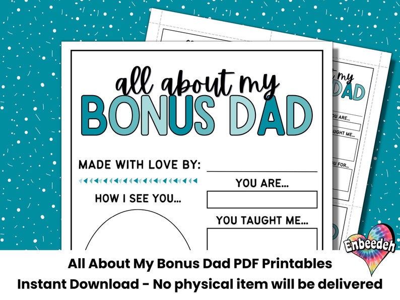 Bonus Dad Gift All About My Bonus Dad Father's Day Printable