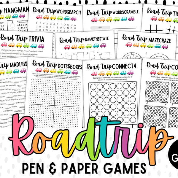 Road Trip Games for Kids | Car Ride Trivia | Dot and Boxes | Summer Word Search