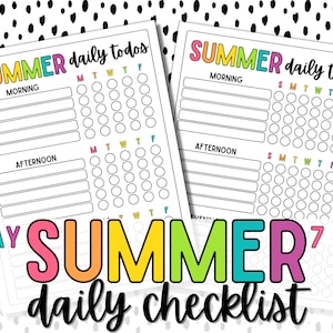 Summer Daily Checklist | ADHD Planner | Daily To Dos Schedule | Get Stuff Done | Responsibility Chart