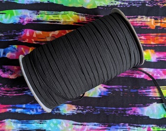 1/4(6mm)" bobinas elásticas trenzadas - negro o blanco