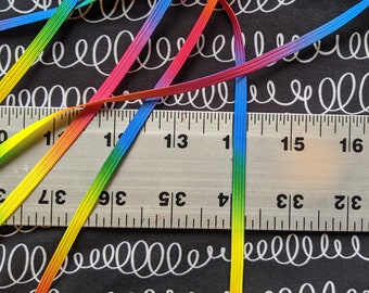 Rainbow colored elastic - 3/16(5mm)" braided elastic