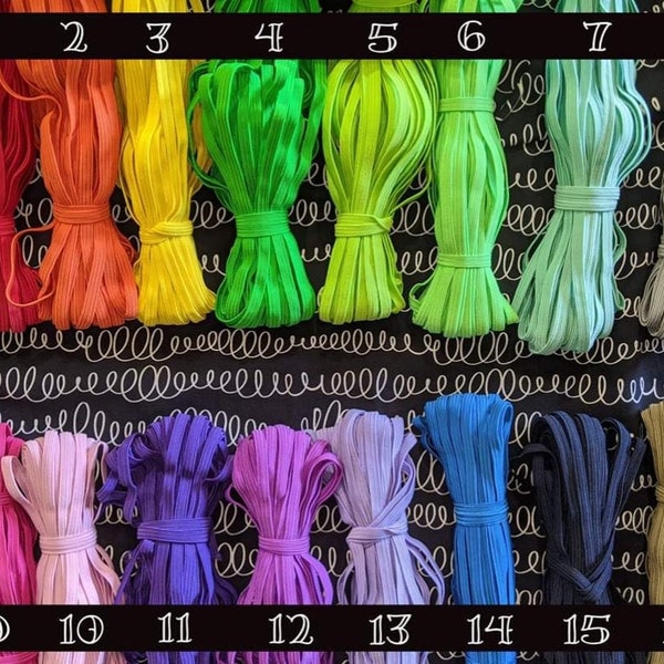 Colored braided elastic 1/4 inch