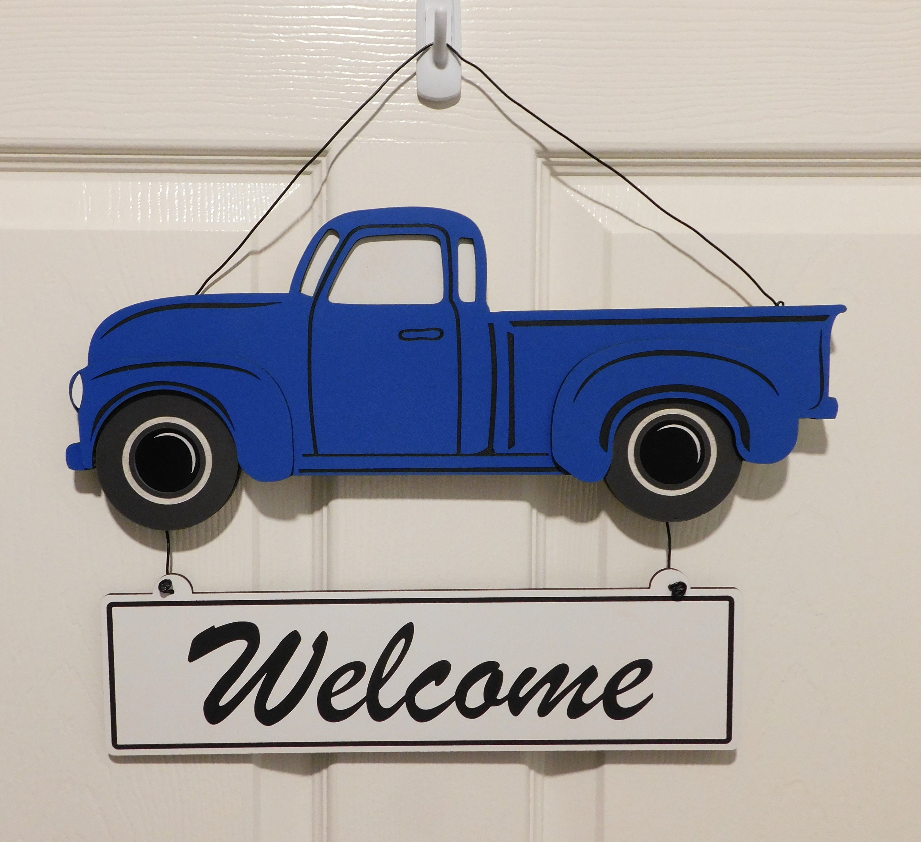 Vintage Truck Door Hanger side View. Includes 4 Interchangeable