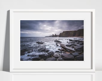 Stacks of Duncansby, Duncansby Head, Scotland, Landscape Photography, Optional Archival Mountboard, Photographic paper, Art Print,
