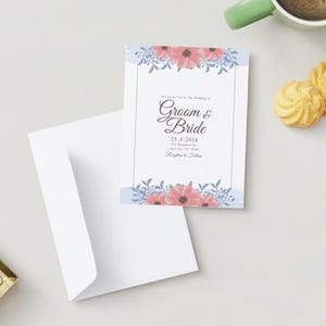 Convite de casamento, convites de casamento modernos, convites, casamento, convites de casamento de cartão postal, papelaria de convite elegante, editável, 5x7