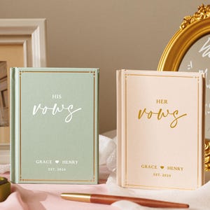 Książki ślubnych przysiąg personalizowane, elegancki zestaw 2 książeczek ślubnych, książki ślubów dla panny młodej i pana młodego, luksusowy notatnik do przemówień, minimalistyczne prezenty ślubne