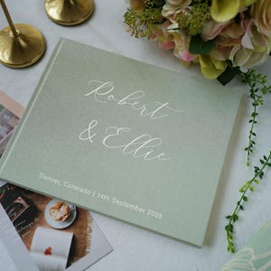 Personalized Linen Wedding Guest Book, Minimalist Guest Book, Polaroid Guest Book, Linen Guest Book for Wedding, Wedding and Engagement Gift