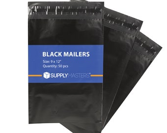 Supply Masters / Paquete de 50 9x12 Sobres de envío de poliéster negro Envío rápido del vendedor de EE. UU.