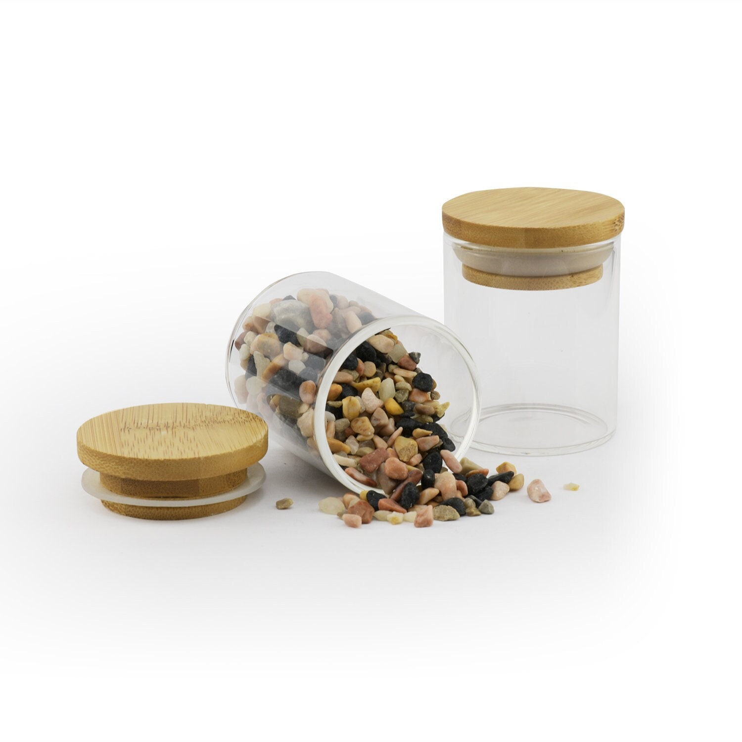 ALANI Slim Glass Spice Jars With Bamboo Lid Size 210ml Organise Pantry 