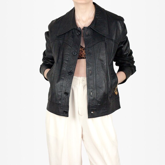 70s Leather Jacket, Vintage Leather Jacket, Black