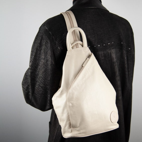 90s Leather Backpack, Vintage Leather Backpack, Le