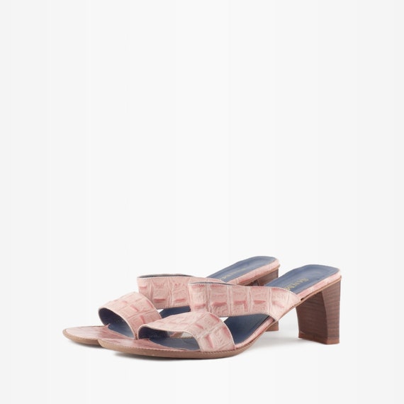 90s Mules, 90s Sandals, Mock Croc Mules, Pink Mule