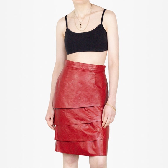 80s Skirt, Leather Skirt, Vintage Leather Skirt, L