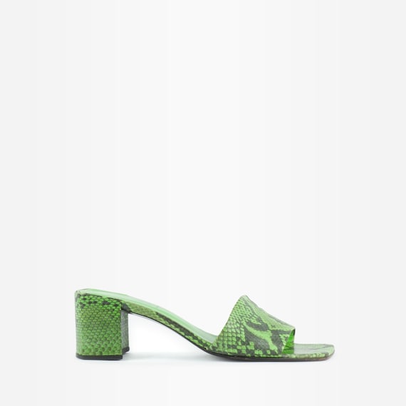 Snakeskin Mules, 90s Mules, Vintage Mules, Square