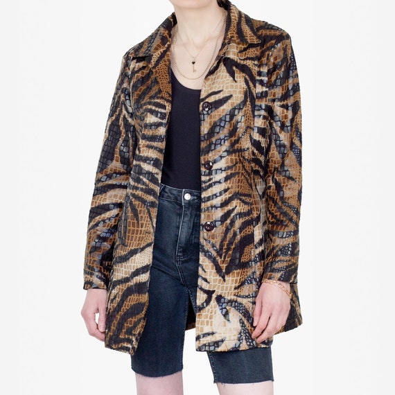 Tiger Print Mac, Tiger Print Coat, Vinyl Coat, Y2K