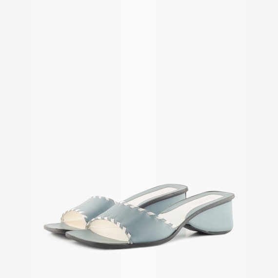 90s mules, y2k mules, square toe mules, block heel
