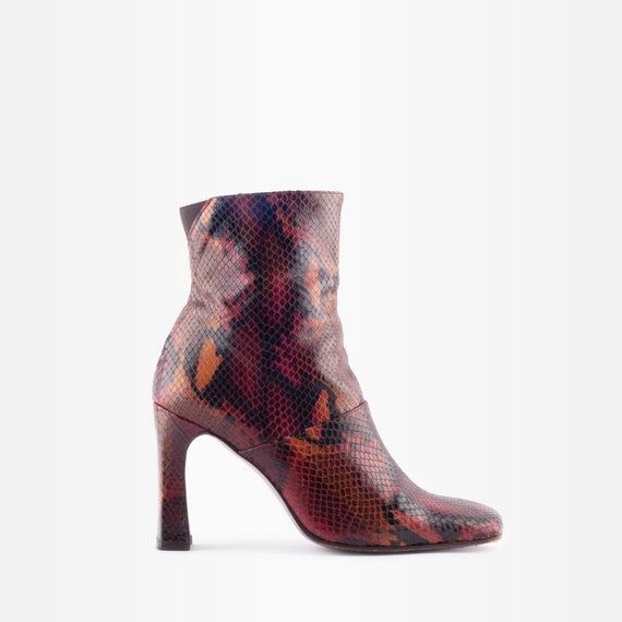 Snakeskin Boots, Square Toe Boots, 90s Boots, Vint
