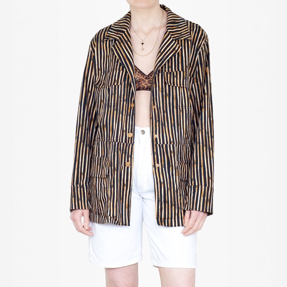 90s Jacket, Safari Jacket, Vintage Print Jacket, S
