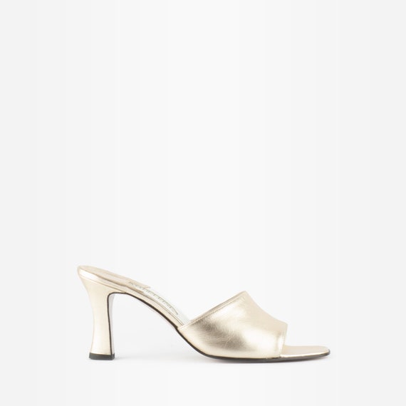 90s Mules, Gold Mules, Vintage Mules, Leather Mule