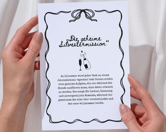 De geheime oudejaarsmissie - Leuk gezelschapsspel voor oudejaarsavond en oudejaarsavond | Digitale download voor zelfprinten