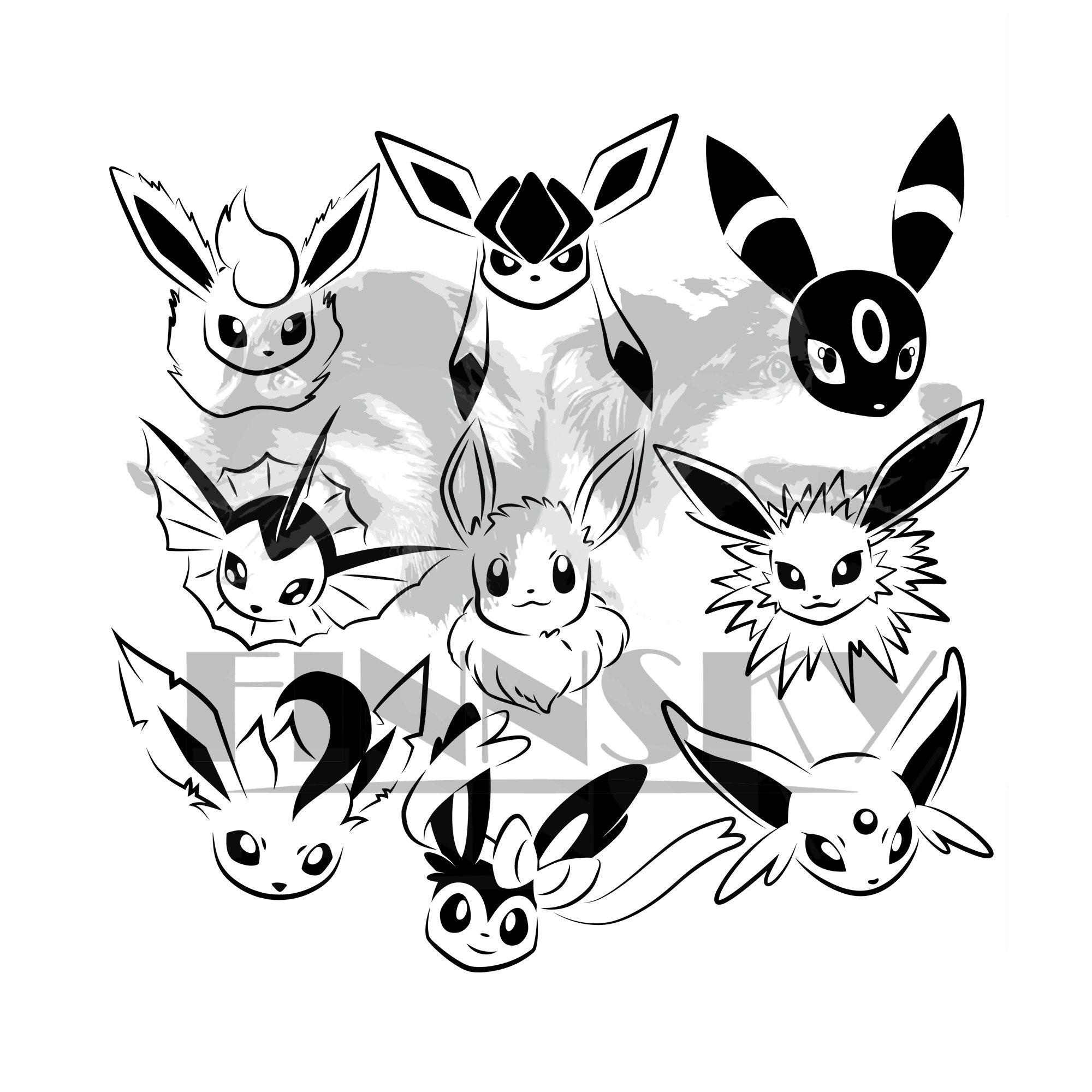 Pokemon Clip Art SVG DXF PNG PDF - Kawaii Eeveelution Illust - Inspire  Uplift