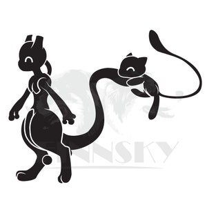 Mewtwo and Mew SVG