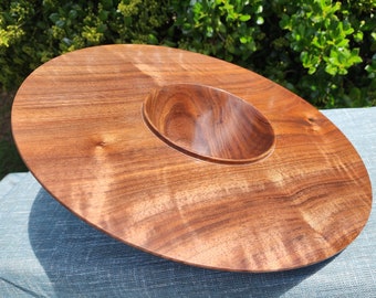 Large Wobbly Walnut Bowl -- Curved Bottom Bowl -- Decorative Natural Wooden Bowl -- Wood Turned Bowl -- High Quality Handcrafted Bowl