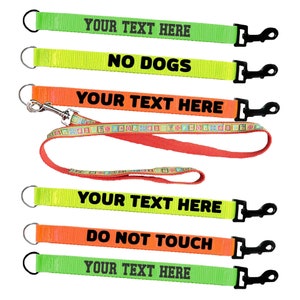 Custom wording, personalised Leash Extension, Hi vis Dog Lead  - Personalised Dog Safety, No Dogs