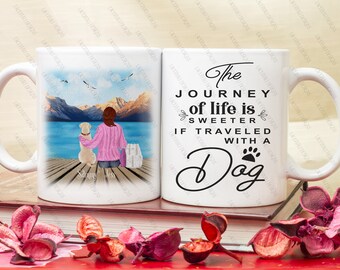 personalised girl and dog mug