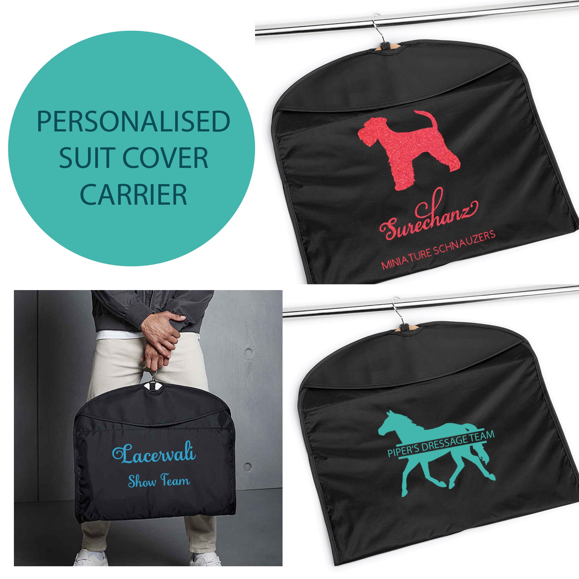 Personalised Suit/dress Bag Horse/dog 