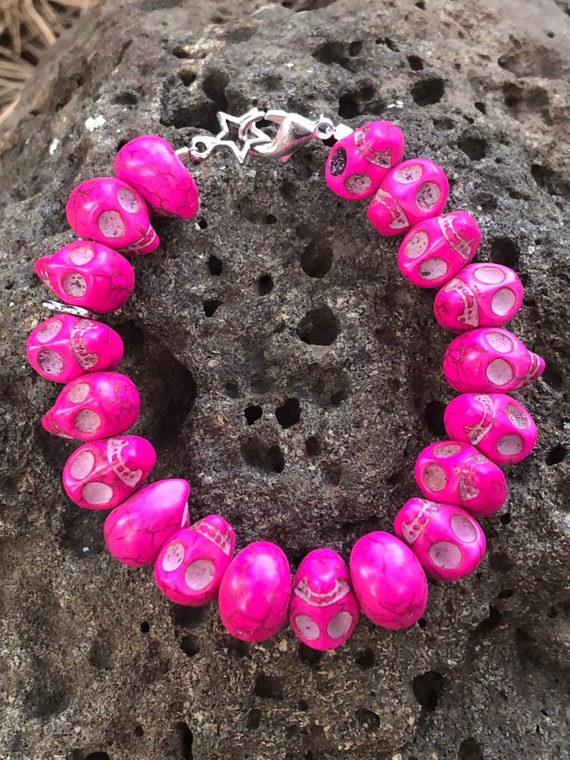 Pink Skulls Parade Bracelet Etsy
