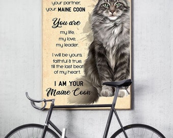 Vintage Style Metal Wall Kitchen Sign Retro Maine Coon Cat Lovers Gift