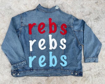 Ole Miss Jacket \ Ole Miss Denim Jacket \ Ole Miss Rebels \ College Jacket \ Painted Denim Jacket \ Hotty Toddy \ Ole Miss \ Gift ideas