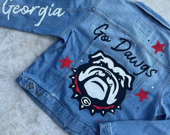 Georgia Jacket \ Georgia Bulldogs \ Game Day \ Football \ Georgia Gear \ Georgia Bulldogs Gear \ Sports \ Painted Jacket \ Bulldogs