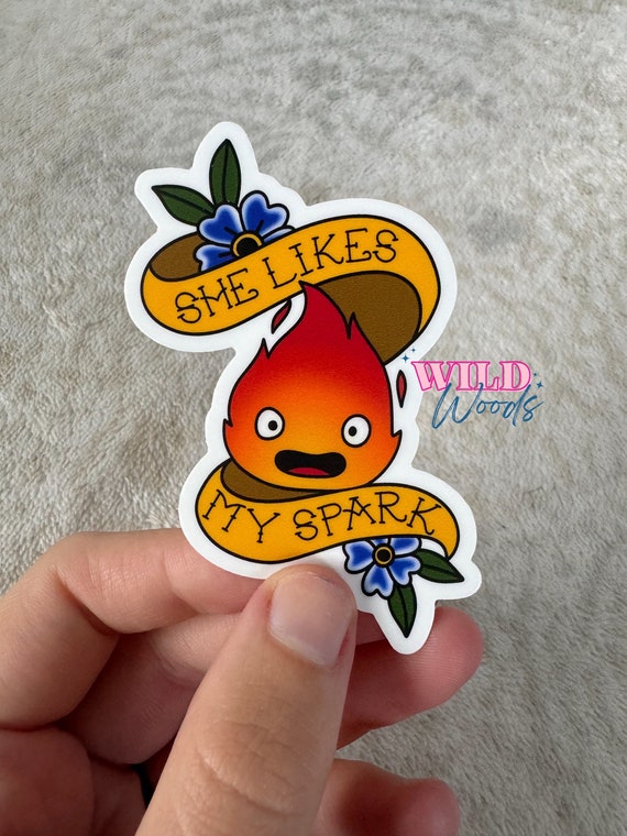 Calcifer Sticker – Howl’s Moving Castle Fan Art, Studio Ghibli Vinyl Decal, Cute Fire Demon for Laptop, Water Bottle, Journal