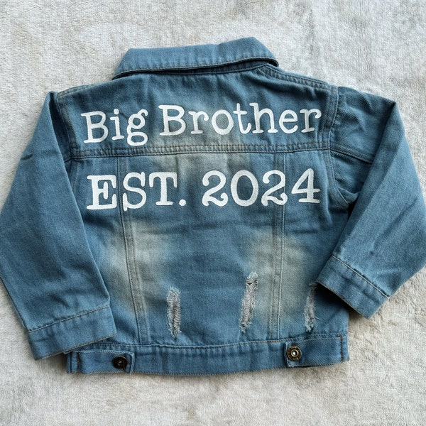 Big Brother Denim Jacket \ Kids Jackets \ Hand painted Jacket \ Gift Ideas \ Gift for Her \ Kids Gifts \ Pregnancy Announcement \ Pregnancy