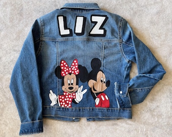 Disney spijkerjasje \ Disney \ Minnie en Mickey \ geverfd spijkerjack \ Disney-outfit \ Disney-kleding \ Disney-jack \ Minnie Mickey