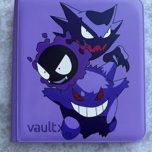 Classeur Gengar Evolution Vault X peint à la main | Classeur de cartes Pokémon personnalisé | Gengar Fantominus