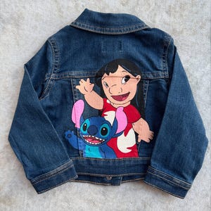 Lilo and Stitch Denim Jacket \ Kids Jackets \ Hand painted Jacket \ Lilo and Stitch \ Kids Gifts \ Kids Clothing \ Disney Jacket
