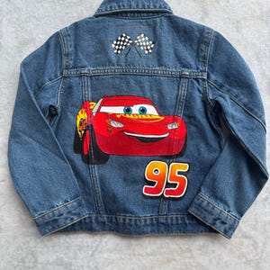 Lightning McQueen Denim Jacket \ Kids Jackets \ Hand painted Jacket \ Gift Ideas \ Gift for Her \ Kids Gifts \ Kids Clothing