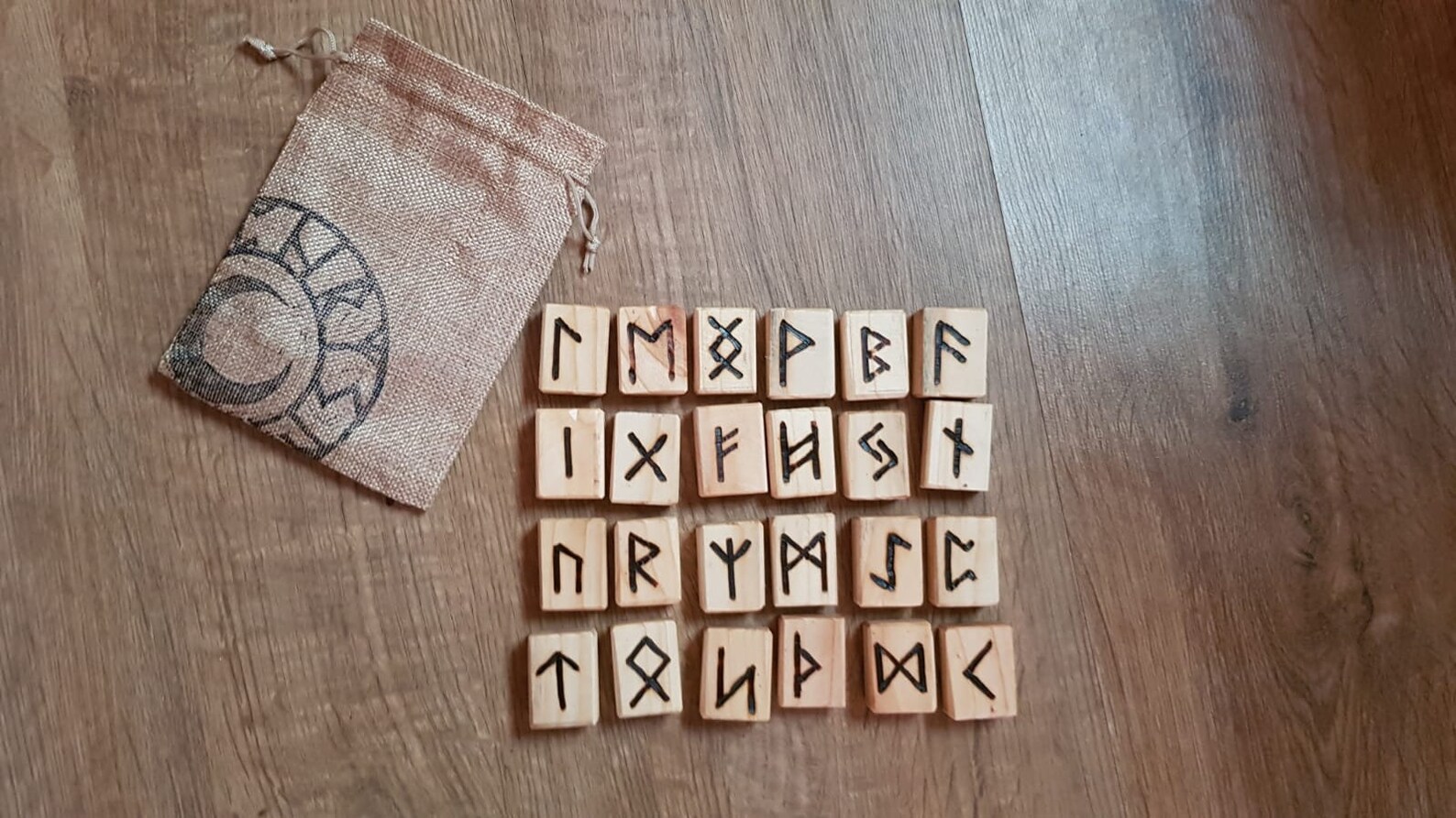 Handmade Wooden Rune Set with Custom Bag 24 Ancient Runes Etsy
