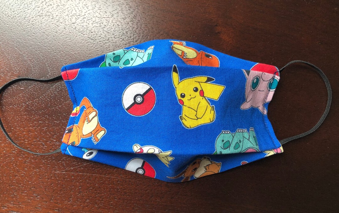 Face Mask With Pokémon Blue Child & Adult Sizes Etsy