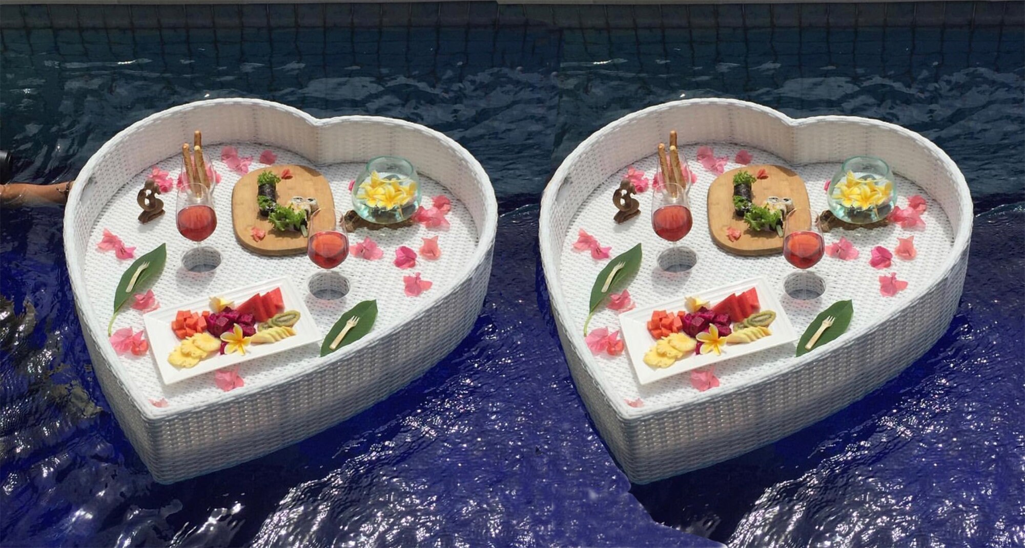 H&N Patio Furniture Set of 2 Floating Heart Pool Tray Luxury Etsy