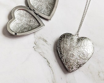 Large Heart Locket, Locket Necklace, Stainless Steel Locket, Personalised Necklace, Big Heart Locket, Mothers Day Gift, Gift for Mom