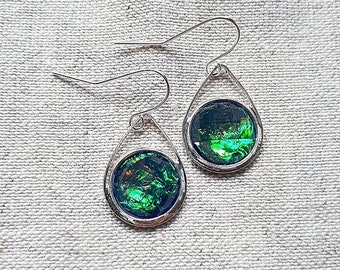 COLOR SHIFT Earrings, Funky Earrings, Blue Drop Earrings, Aurora Borealis Earrings, Iridescent Earrings, Nothern Lights Earrings, Gift Idea