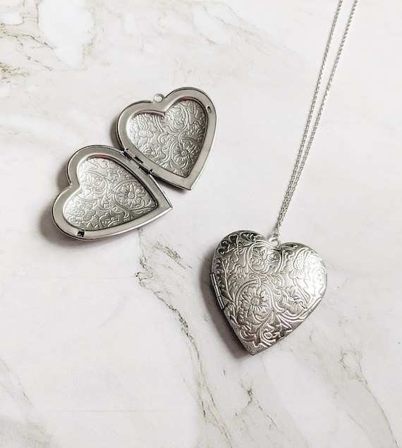 Large Heart Locket Locket Necklace Stainless Steel Locket Personalised Necklace Big Heart Locket Mothers Day Gift Gift for Mom Etsy