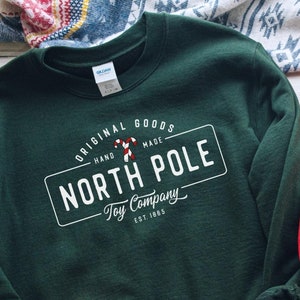 Vintage Christmas Sweatshirt. North Pole Toy Co Hoodie. Funny Happy ...